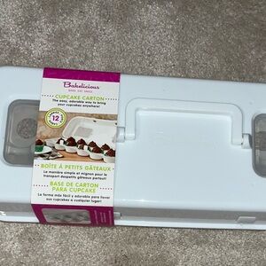 Bakelicious Cupcake Carton Carrier 1 dozen 12 White Handle NEW